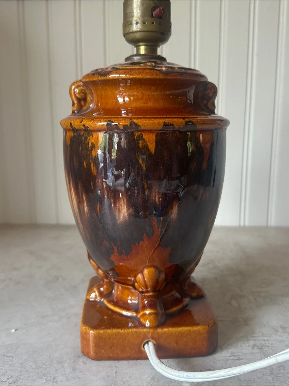 Brush McCoy Pottery Onyx Drip Glaze Urn Table Lamp Brown Arts & Crafts 1920s 30s